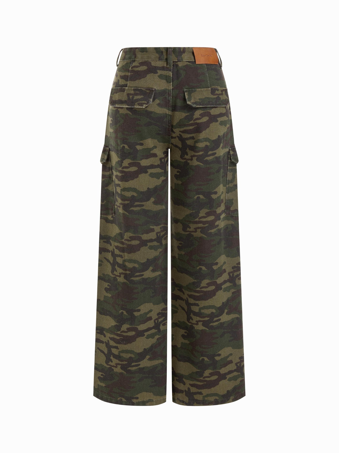 Cider Denim Camo Mid Rise Oversized Wide Leg Cargo Jeans