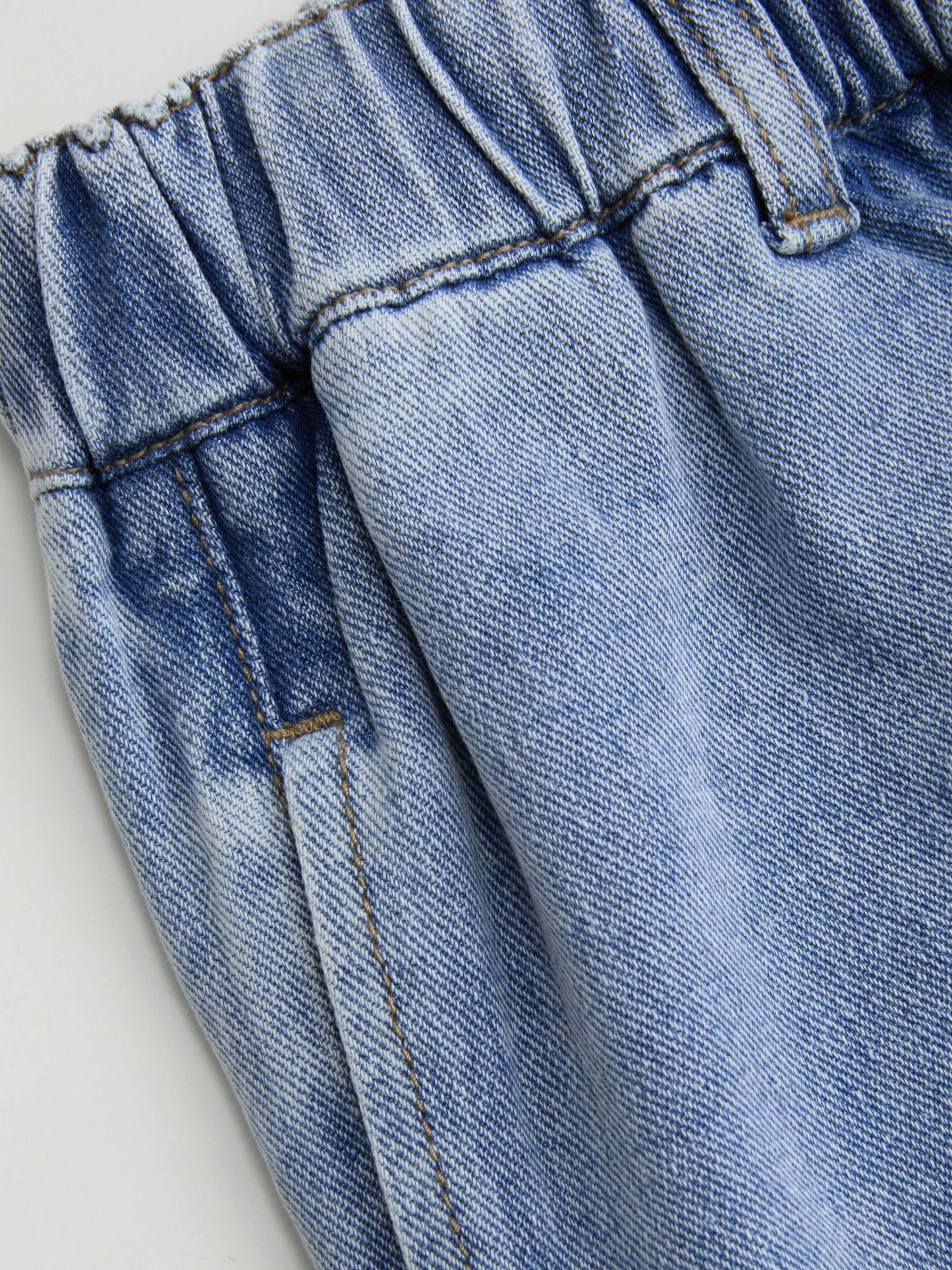 Leslie Denim High Waist Solid Tie Front Wide Leg Trousers