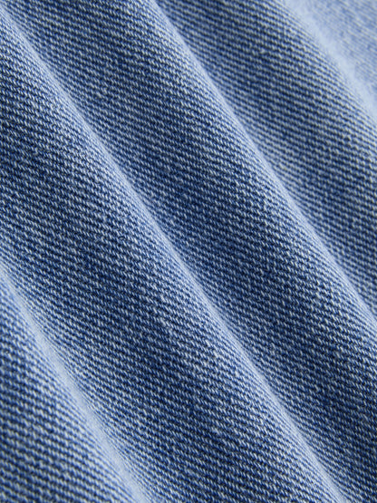 Leslie Denim High Waist Solid Tie Front Wide Leg Trousers