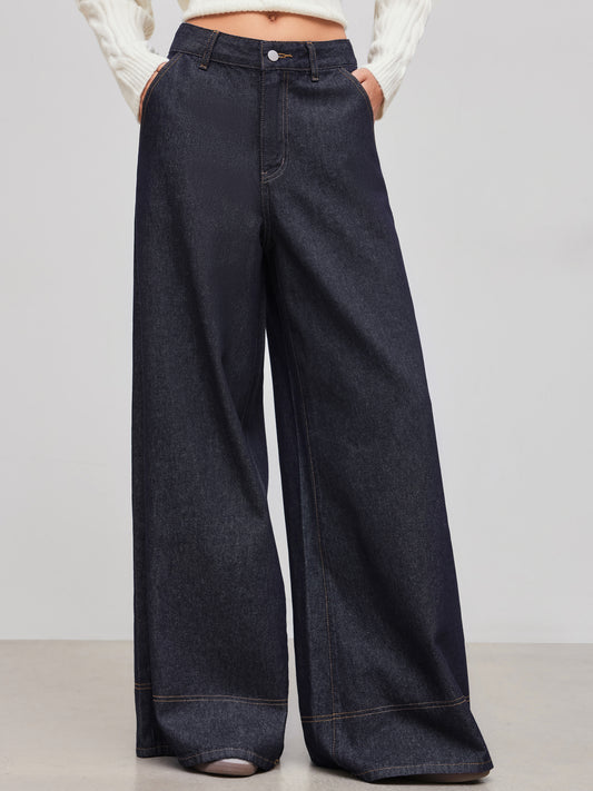 Cider Denim Low Rise Solid Pocket Baggy Jeans