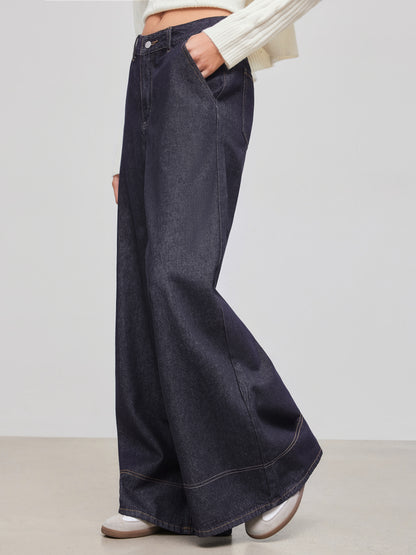 Cider Denim Low Rise Solid Pocket Baggy Jeans