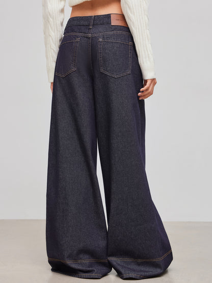 Cider Denim Low Rise Solid Pocket Baggy Jeans