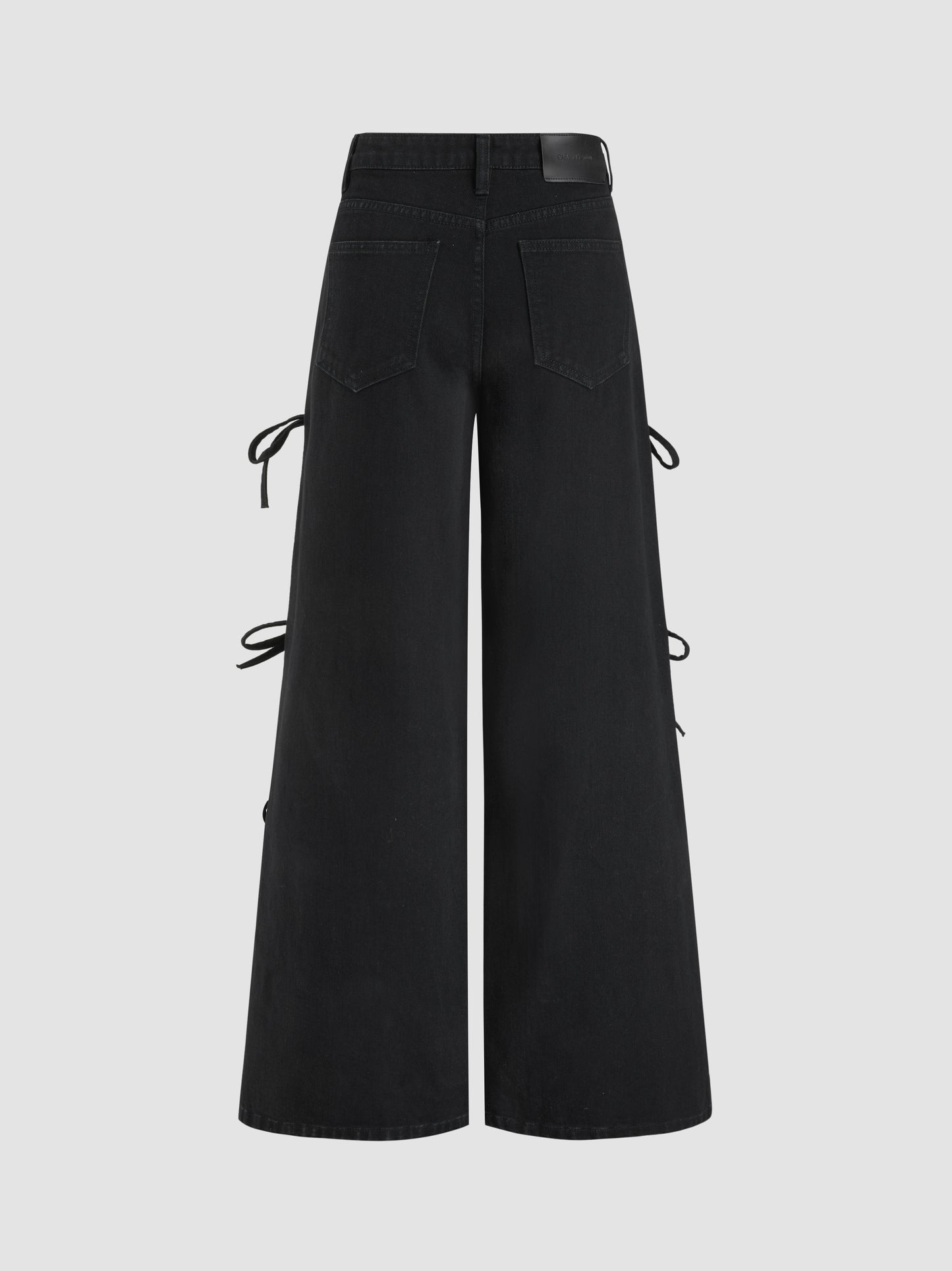 Denim Low Rise Bowknot Wide Leg Jeans