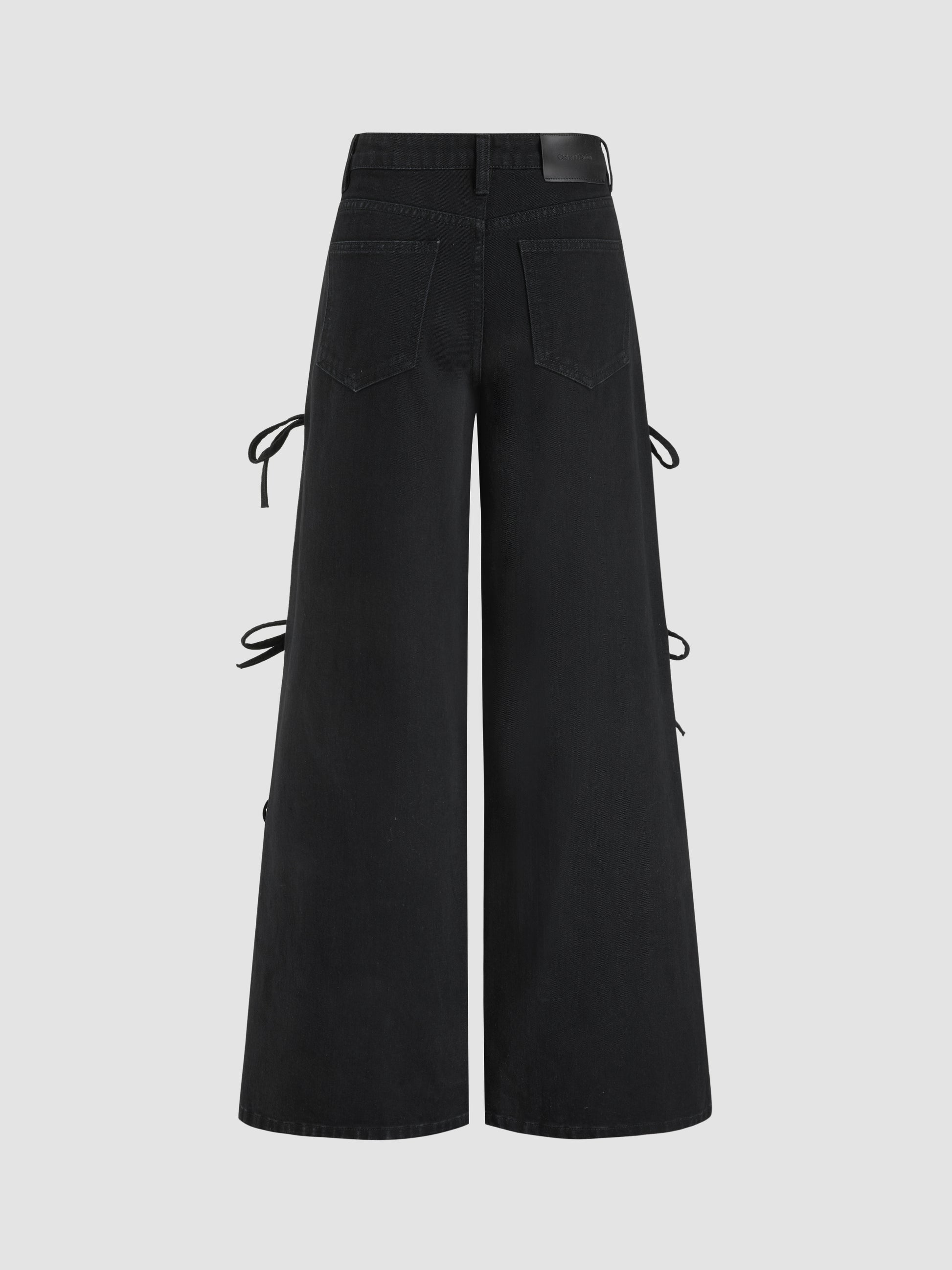 Denim Low Rise Bowknot Wide Leg Jeans