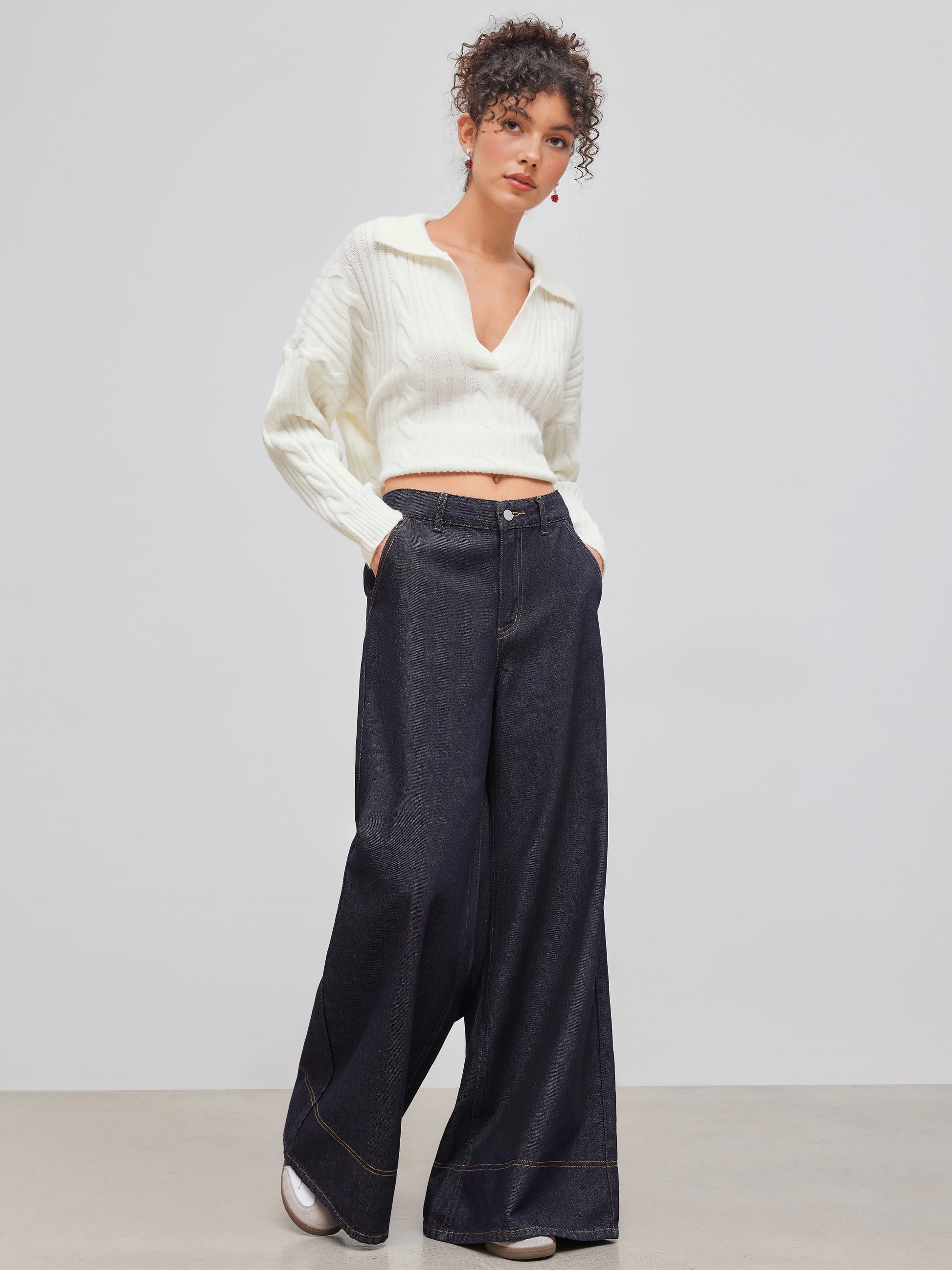 Cider Denim Low Rise Solid Pocket Baggy Jeans