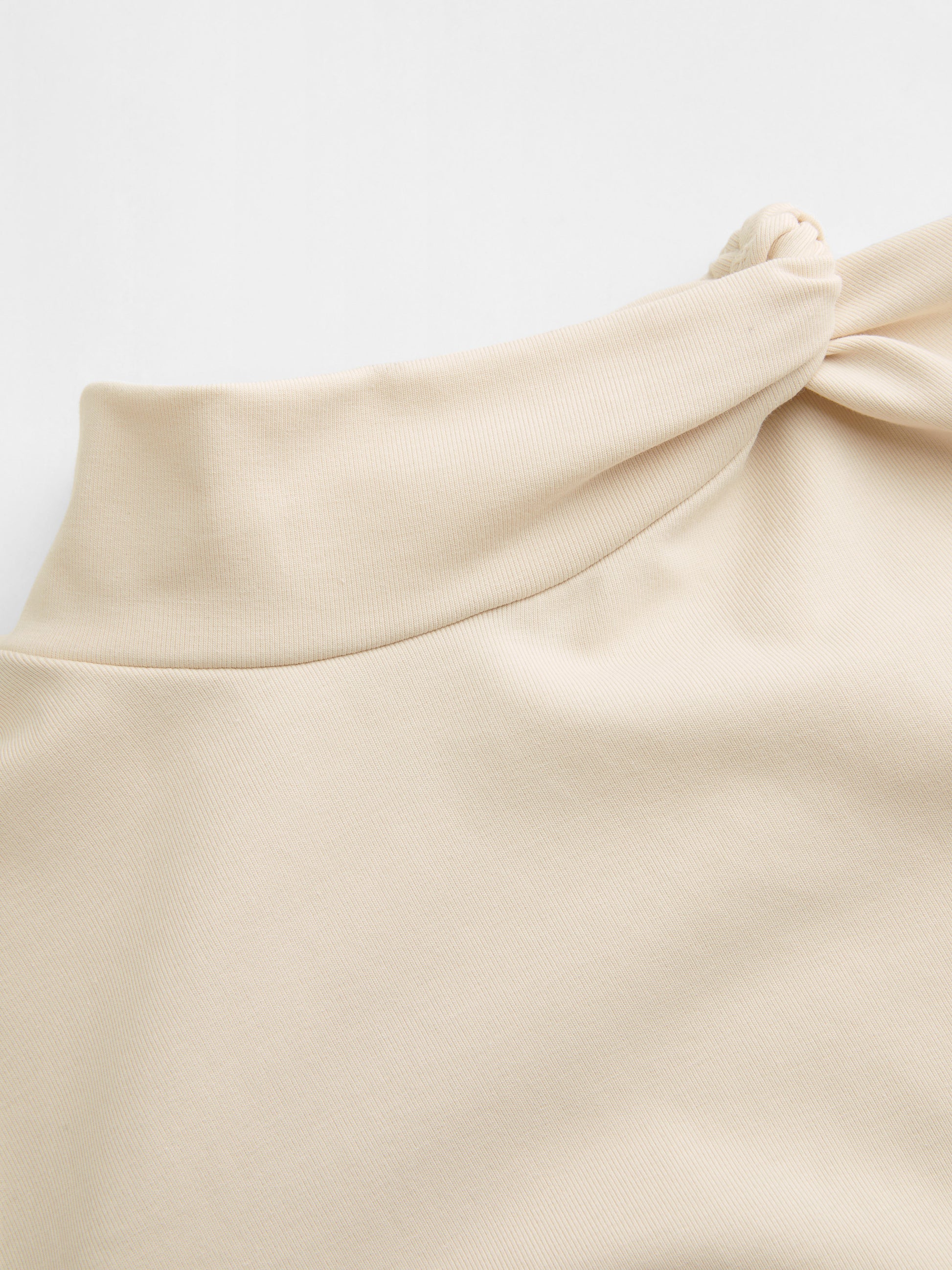 Cotton-blend High Neck Long Sleeve Ruched Midi Dress