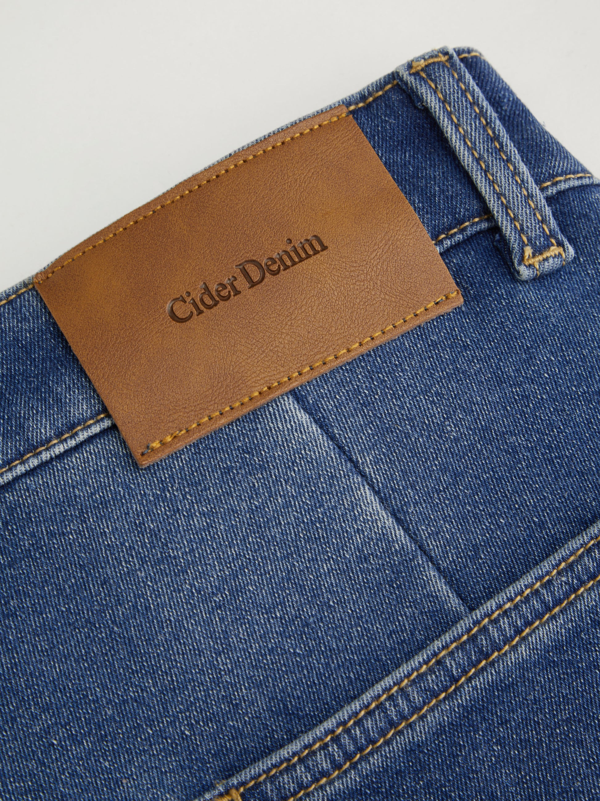 High Stretch Cider Denim Fleece-lined High Rise Wide Leg Jeans