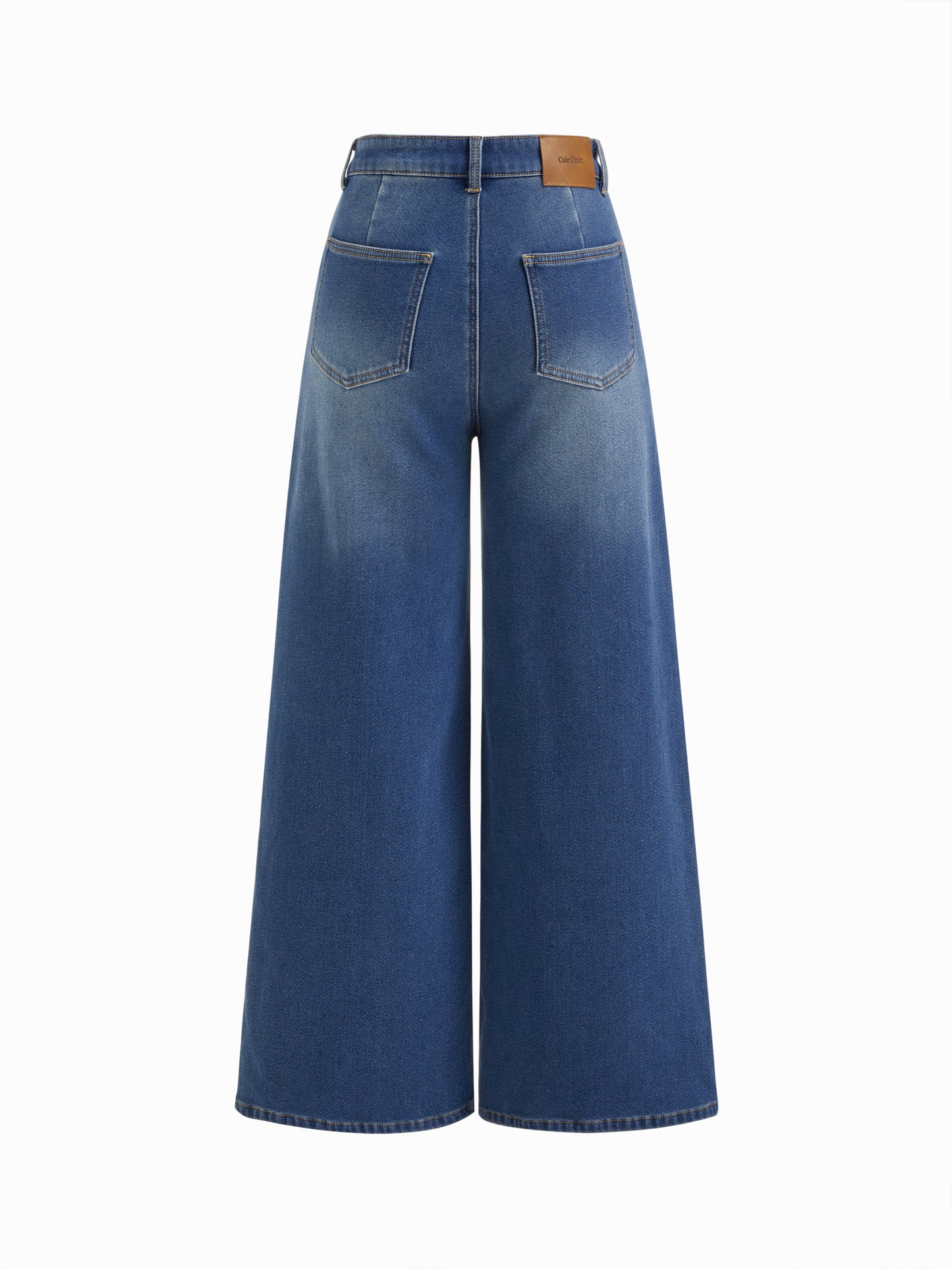 High Stretch Cider Denim Fleece-lined High Rise Wide Leg Jeans