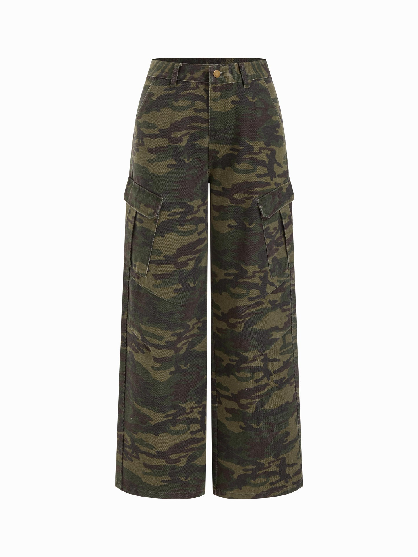 Cider Denim Camo Mid Rise Oversized Wide Leg Cargo Jeans