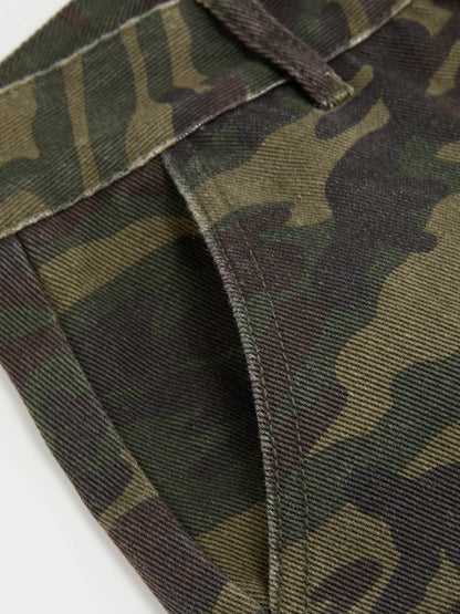 Cider Denim Camo Mid Rise Oversized Wide Leg Cargo Jeans