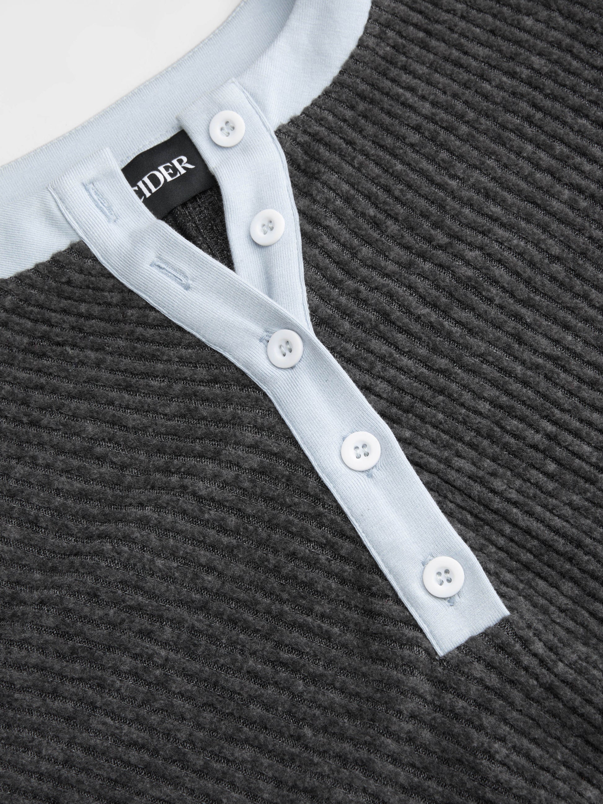 Textured Round Neck Long Sleeve Contrasting Binding Maxi Dress