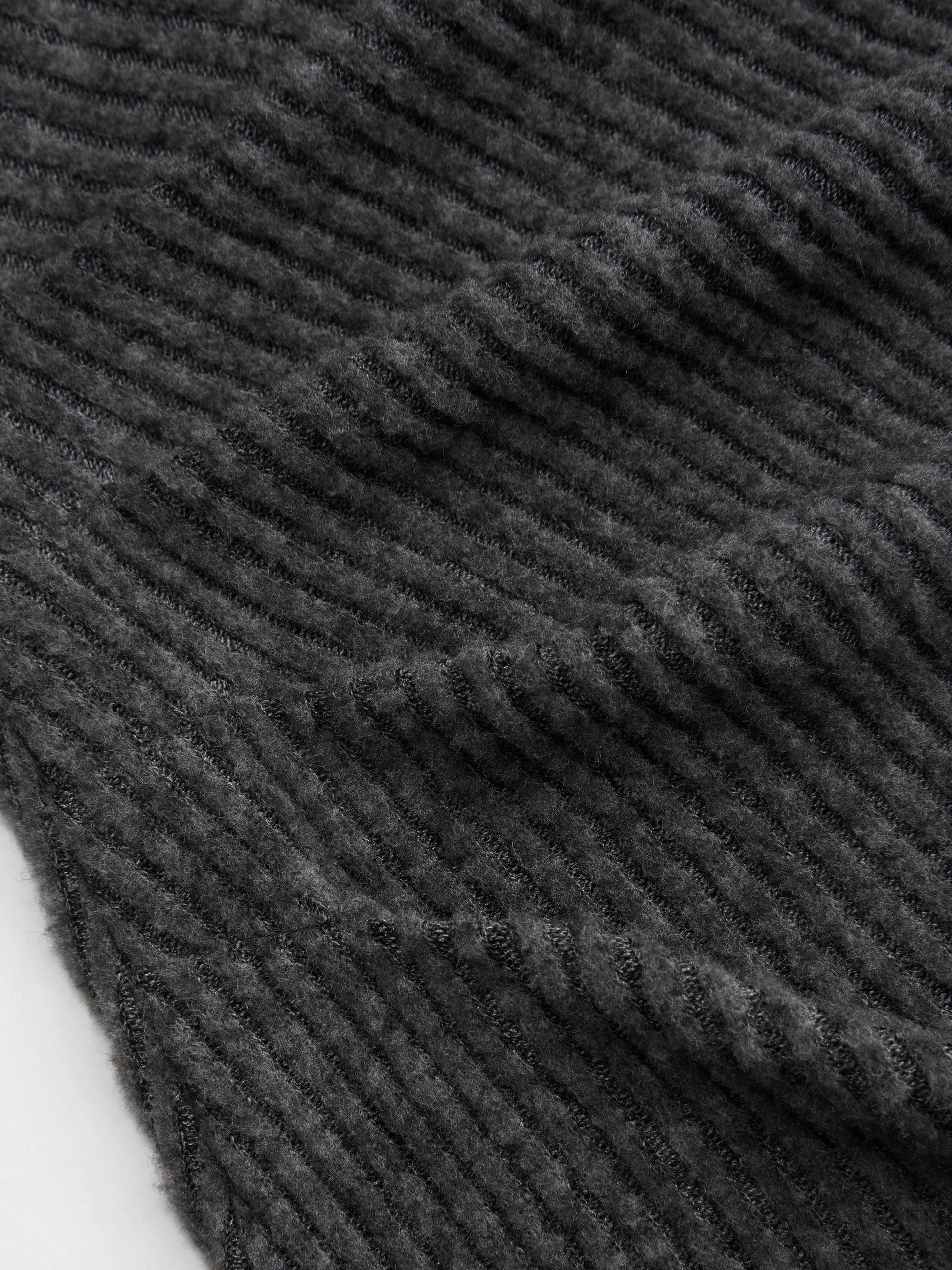 Textured Round Neck Long Sleeve Contrasting Binding Maxi Dress