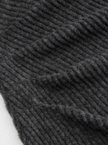 Textured Round Neck Long Sleeve Contrasting Binding Maxi Dress