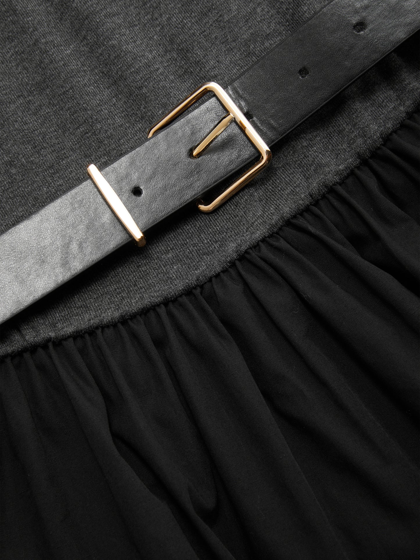 Cotton Stand Collar Two Tone Flared Mid-length Sleeve Maxi Dress With Belt