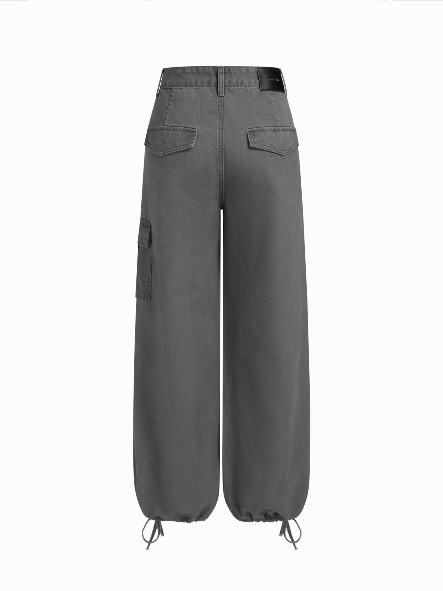 Cider Denim Low Rise Drawstring Wide Leg Cargo Jeans