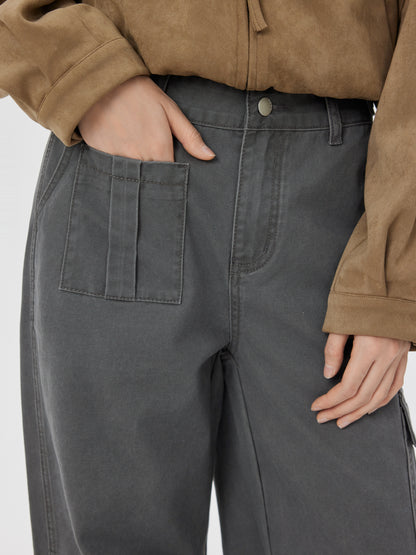 Cider Denim Low Rise Drawstring Wide Leg Cargo Jeans