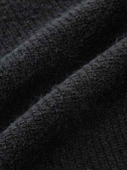 Mock Neck Tie Neck Contrast Stitch Sweater