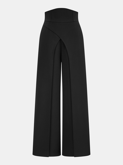 High-Waisted Asymmetrical Wide-Leg Pants