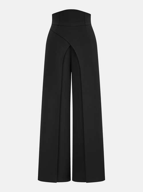 High-Waisted Asymmetrical Wide-Leg Pants