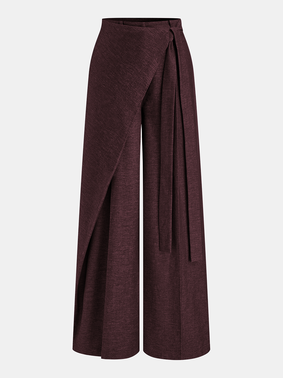Asymmetric Wrap Wide-Leg Pants