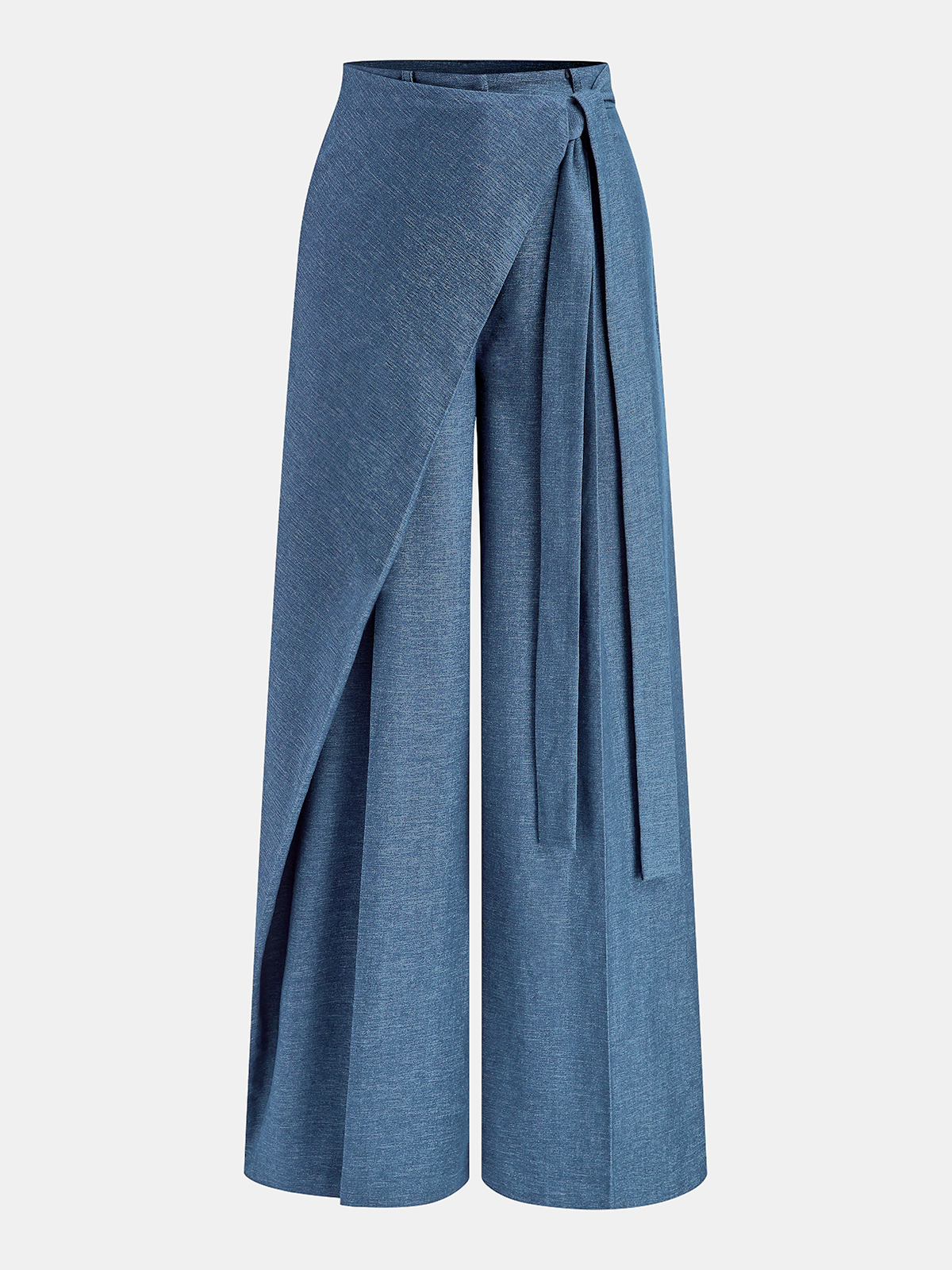 Asymmetric Wrap Wide-Leg Pants